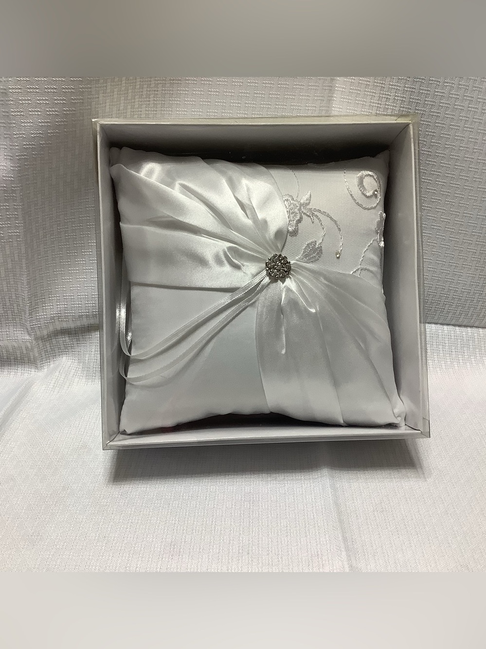 Lillian Rose White Jeweled Rhinestone Wedding Ring Pillow